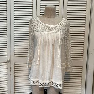 Anthropologie Meadow Rue Ivory Lace Top L